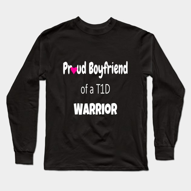 Proud Boyfriend White Text Pink Heart Long Sleeve T-Shirt by CatGirl101